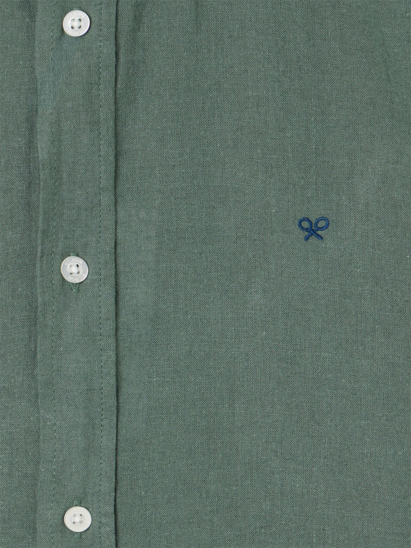 Camisa sport lino verde oscuro