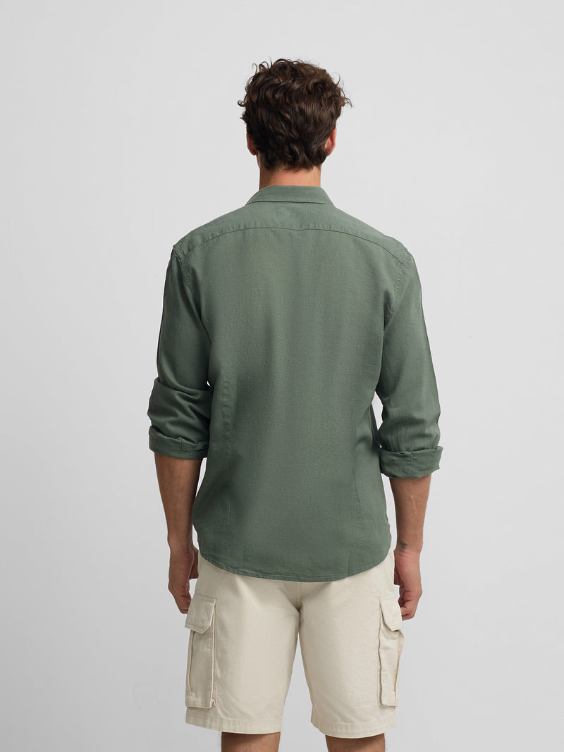 Camisa sport lino verde oscuro