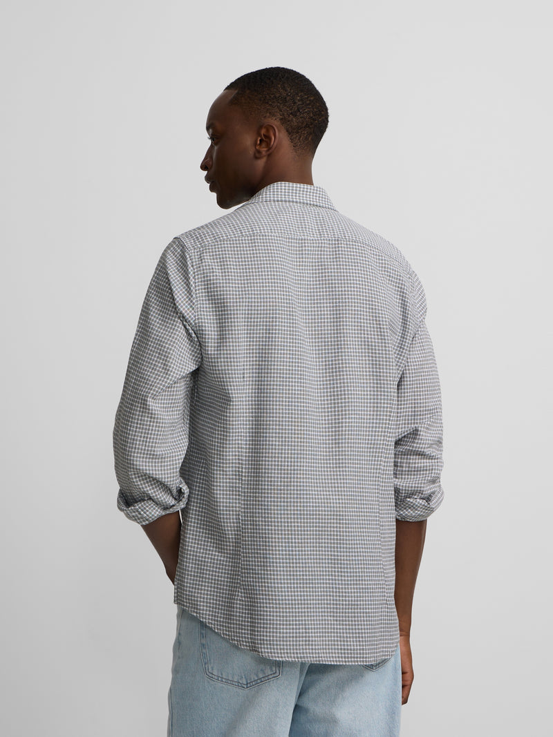 Green checked linen sport shirt