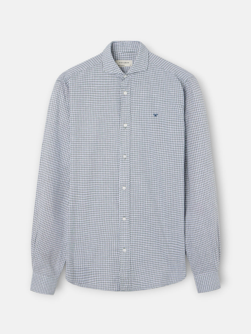 Green checked linen sport shirt