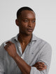 Green checked linen sport shirt