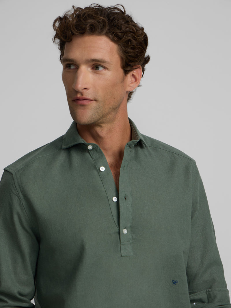 Polera sport lino verde oscuro
