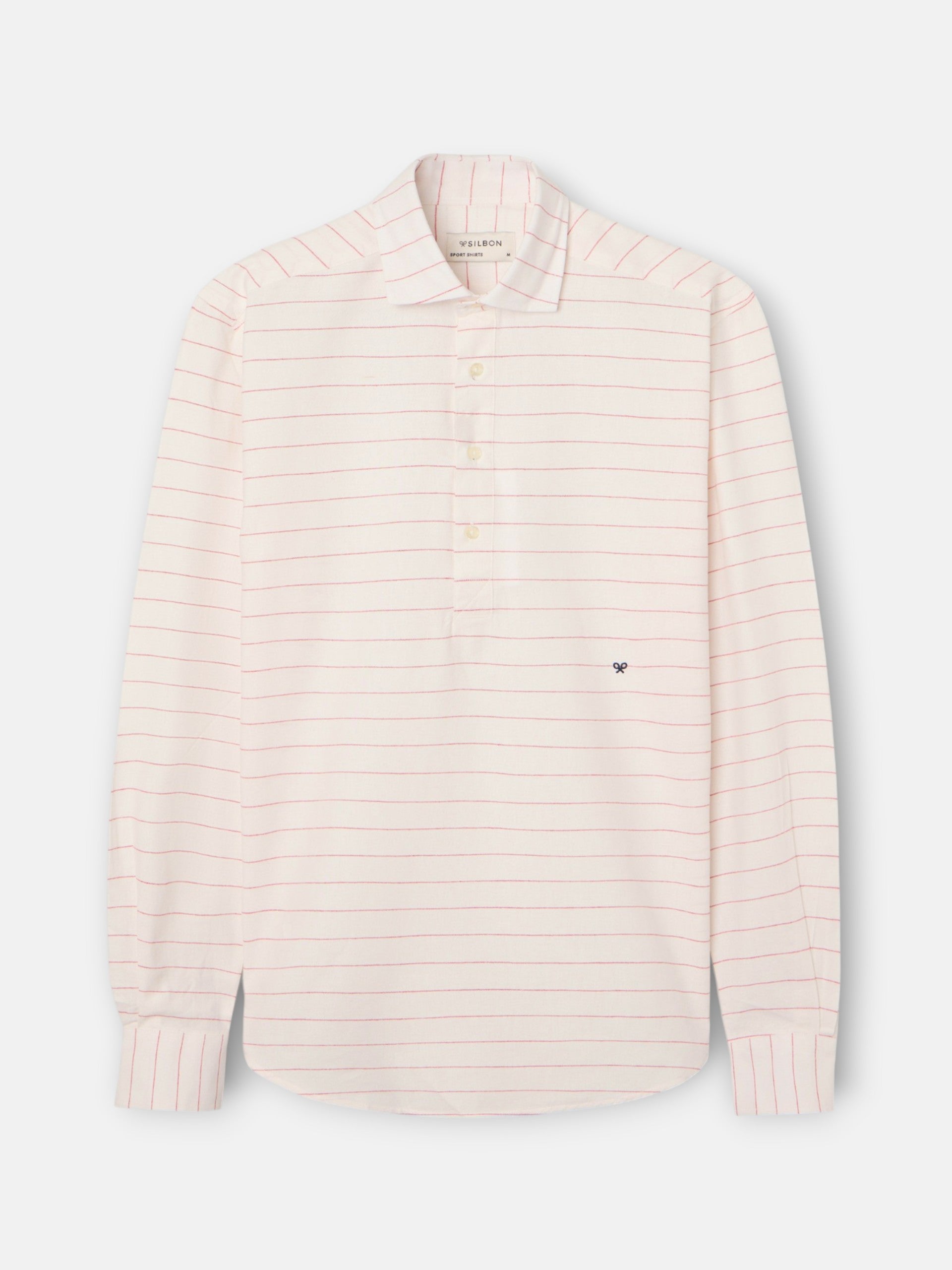 Camisola desportiva de linho às riscas larga coral