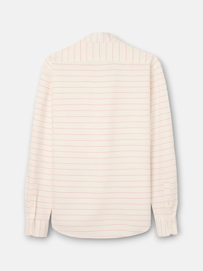 Chemise sport en lin à rayures larges corail