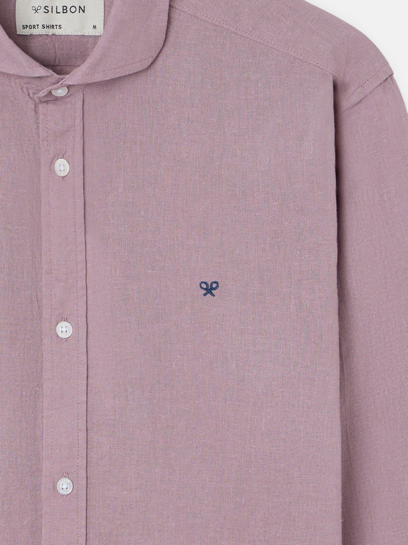 Chemise sport en lin bordeaux
