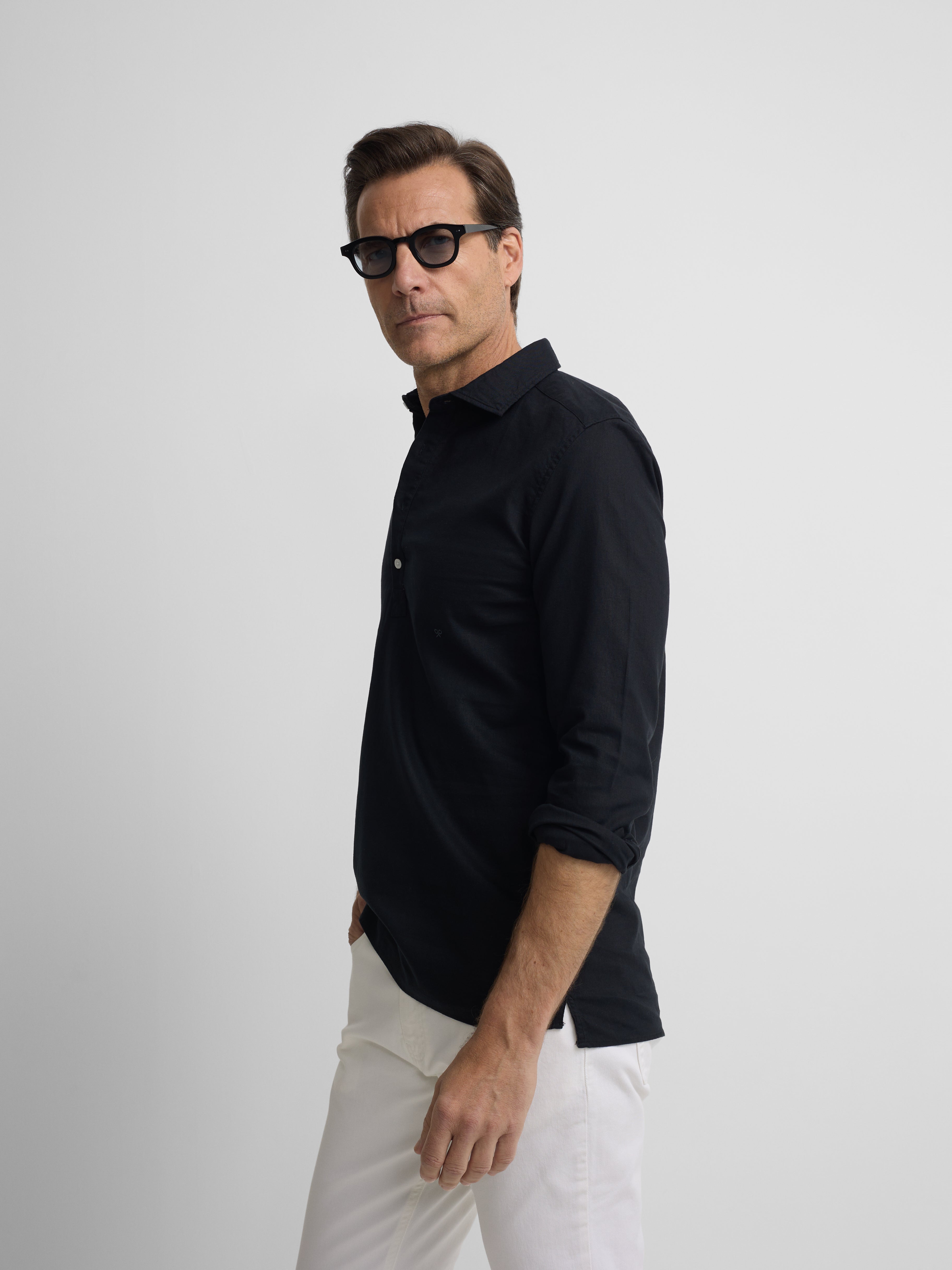 Polo sport en lin noir
