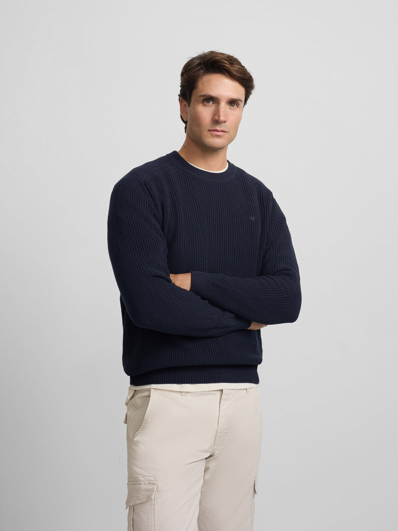Navy blue structured sweater