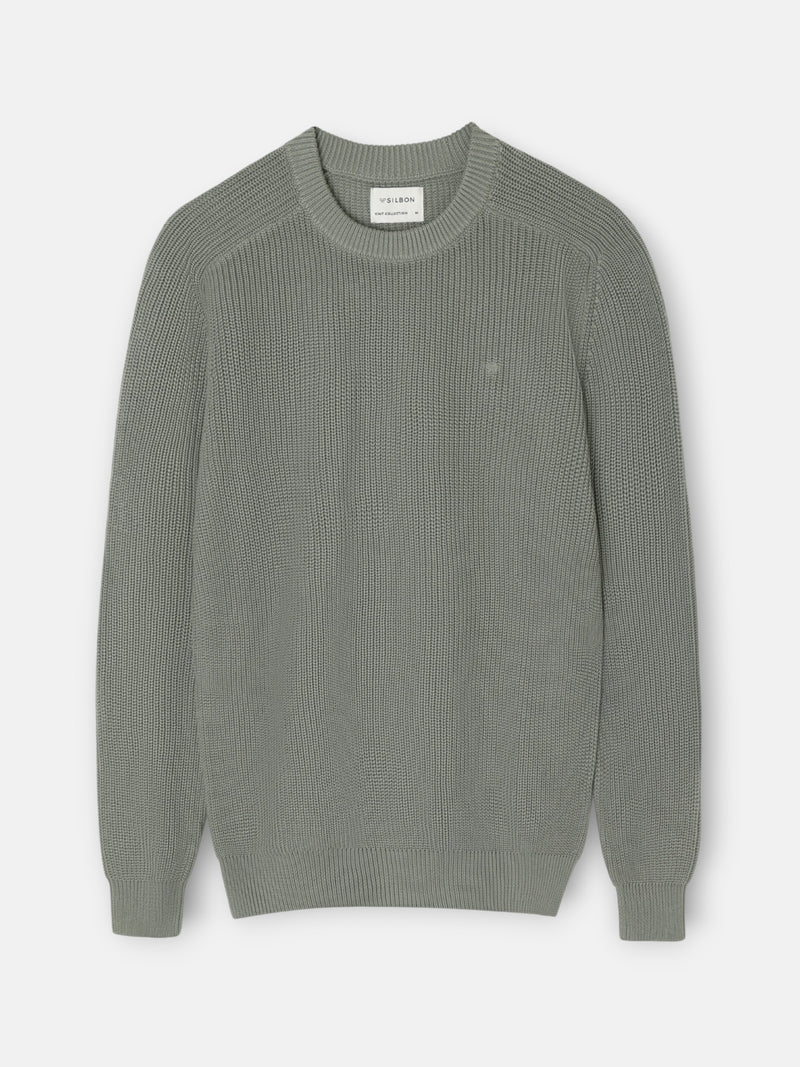 Pull à structure vert gris