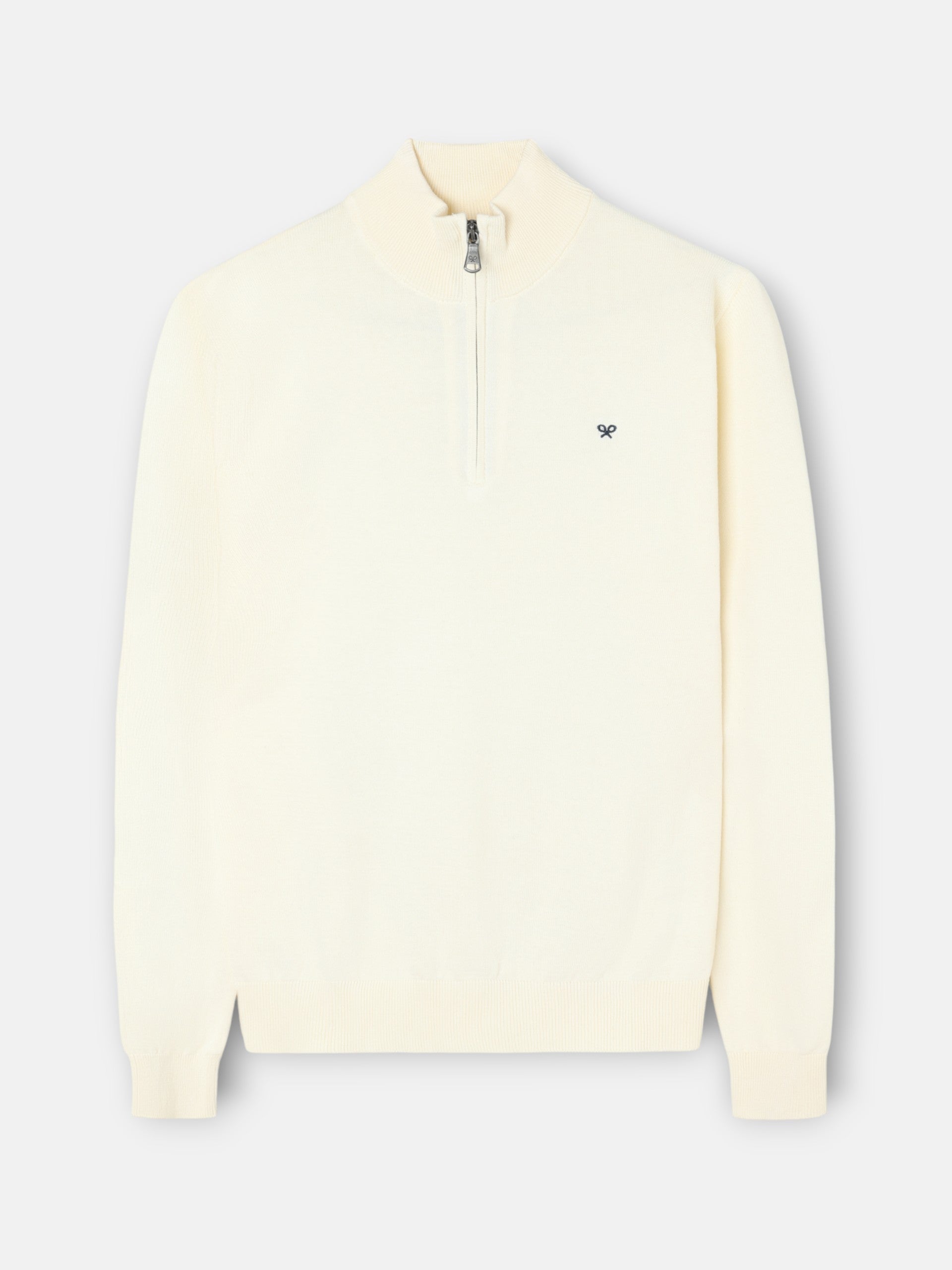 Jersey liso media cremallera crema