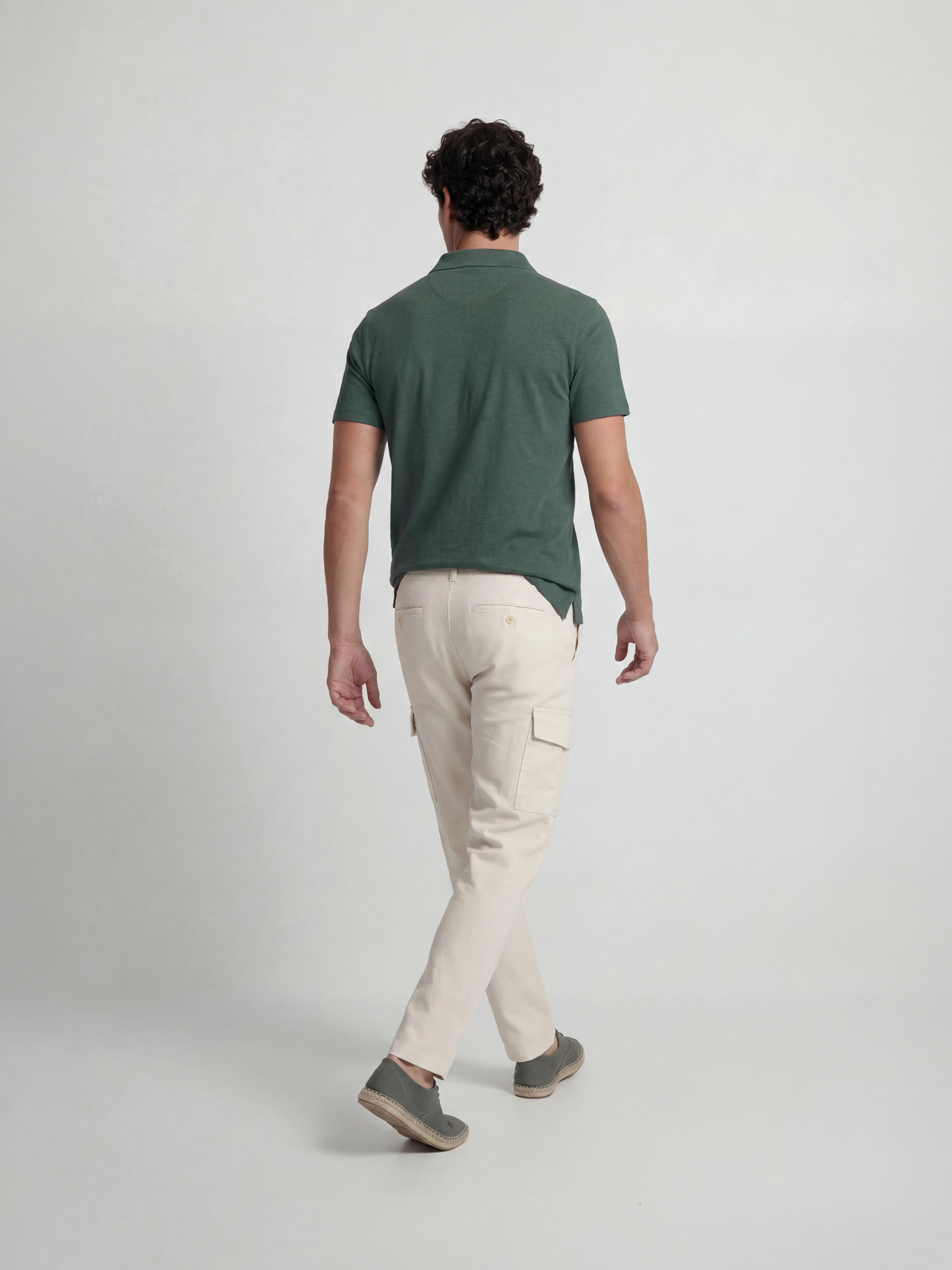 Green linen polo