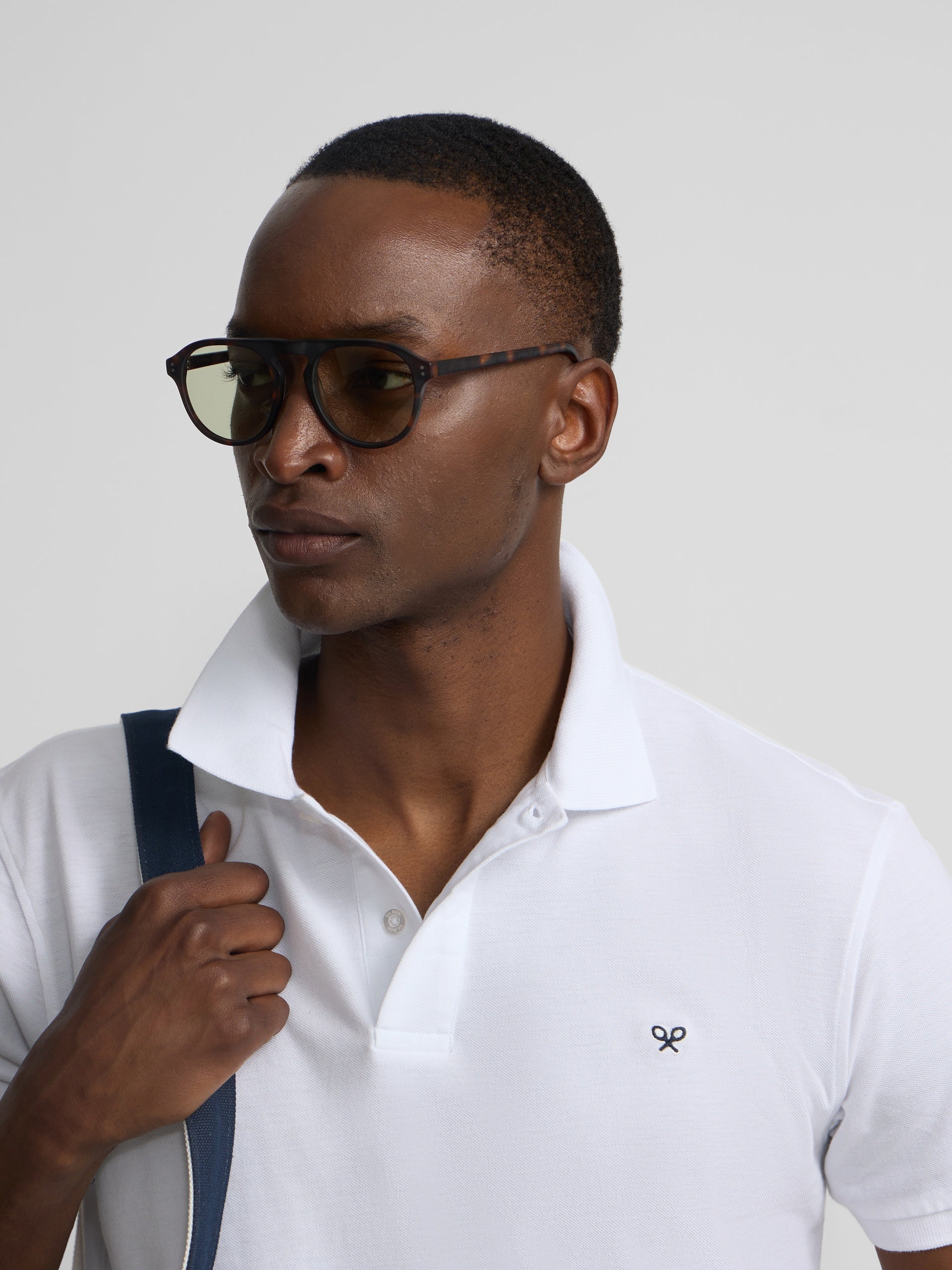 White light piqué polo