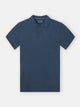 Navy linen long placket polo