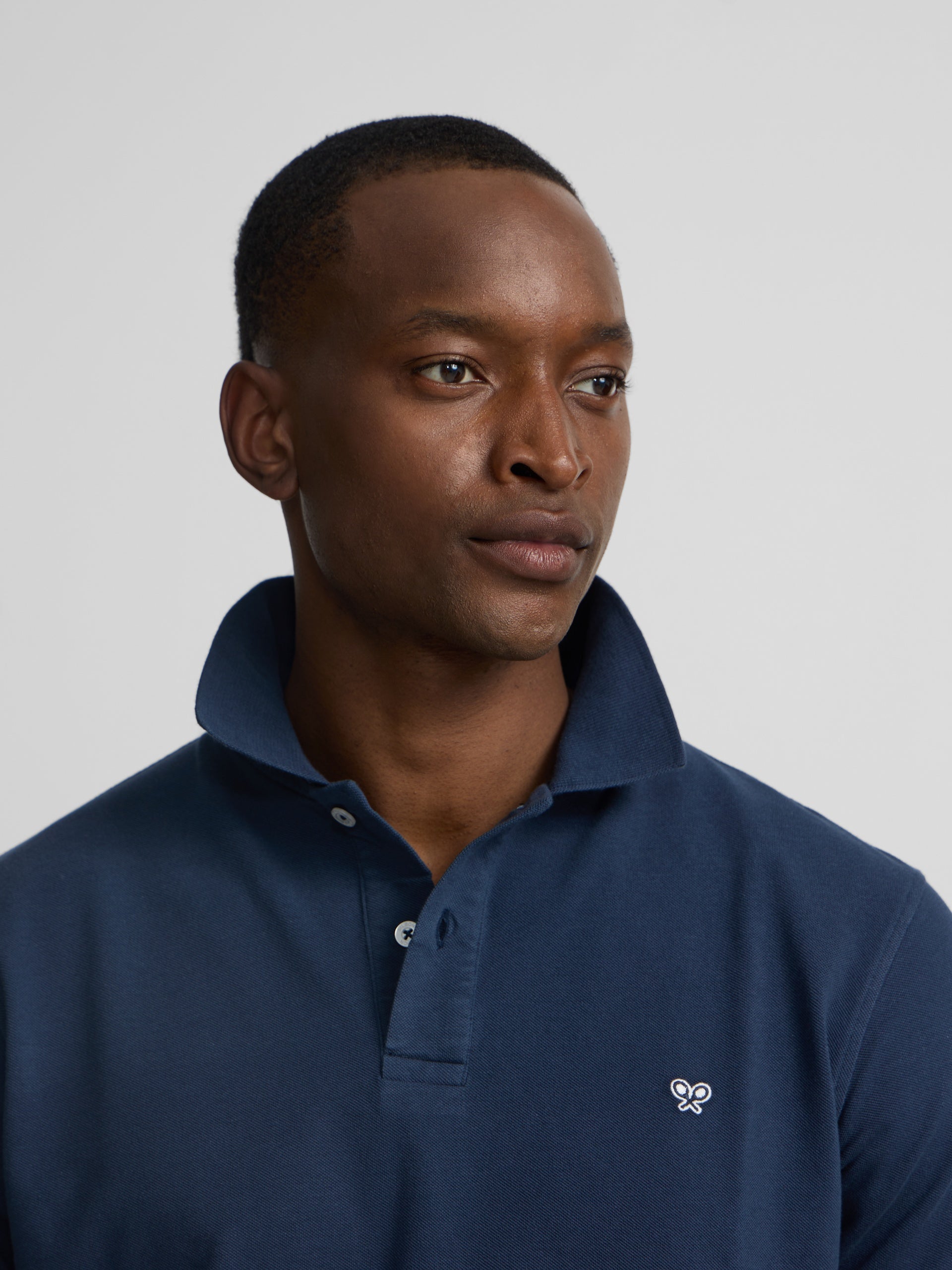 Light navy piqué polo