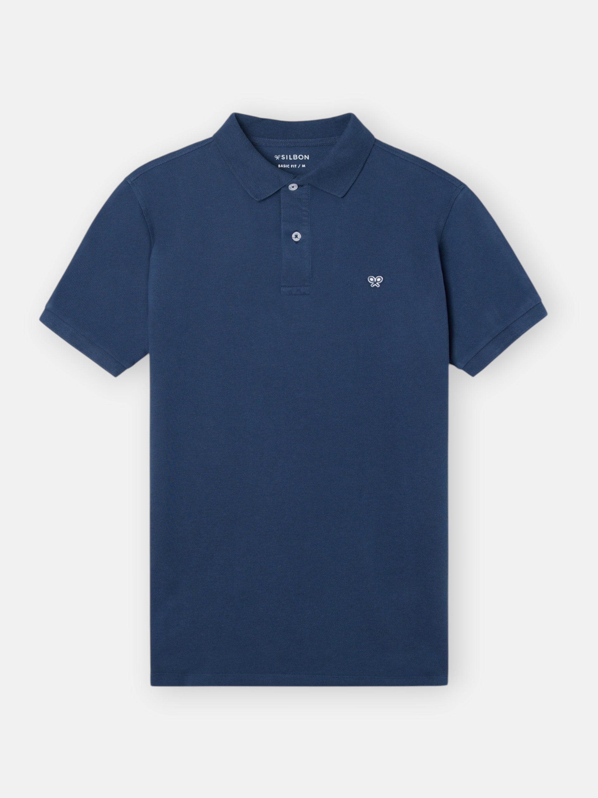 Navy light pique polo shirt