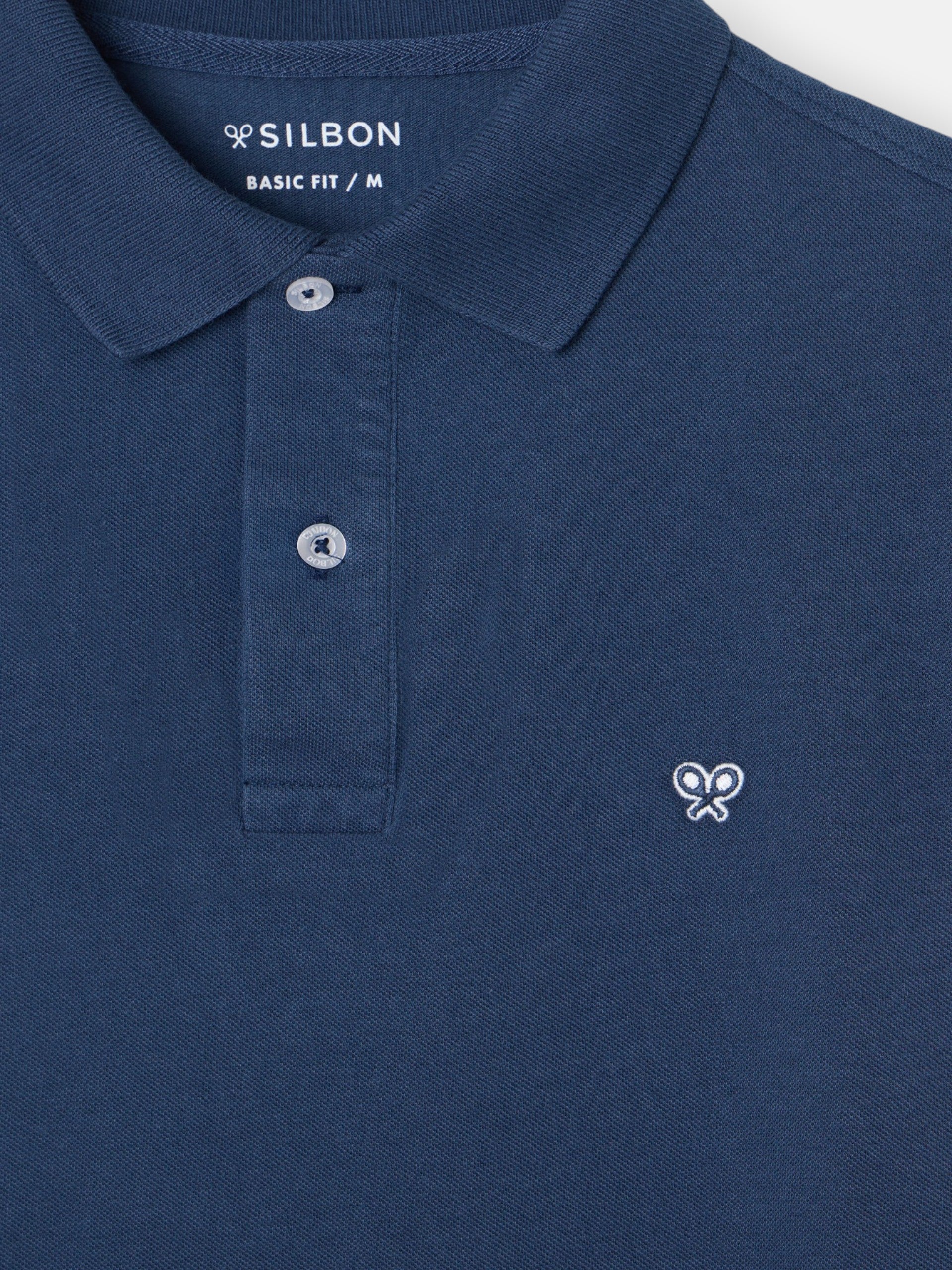 Navy light pique polo shirt