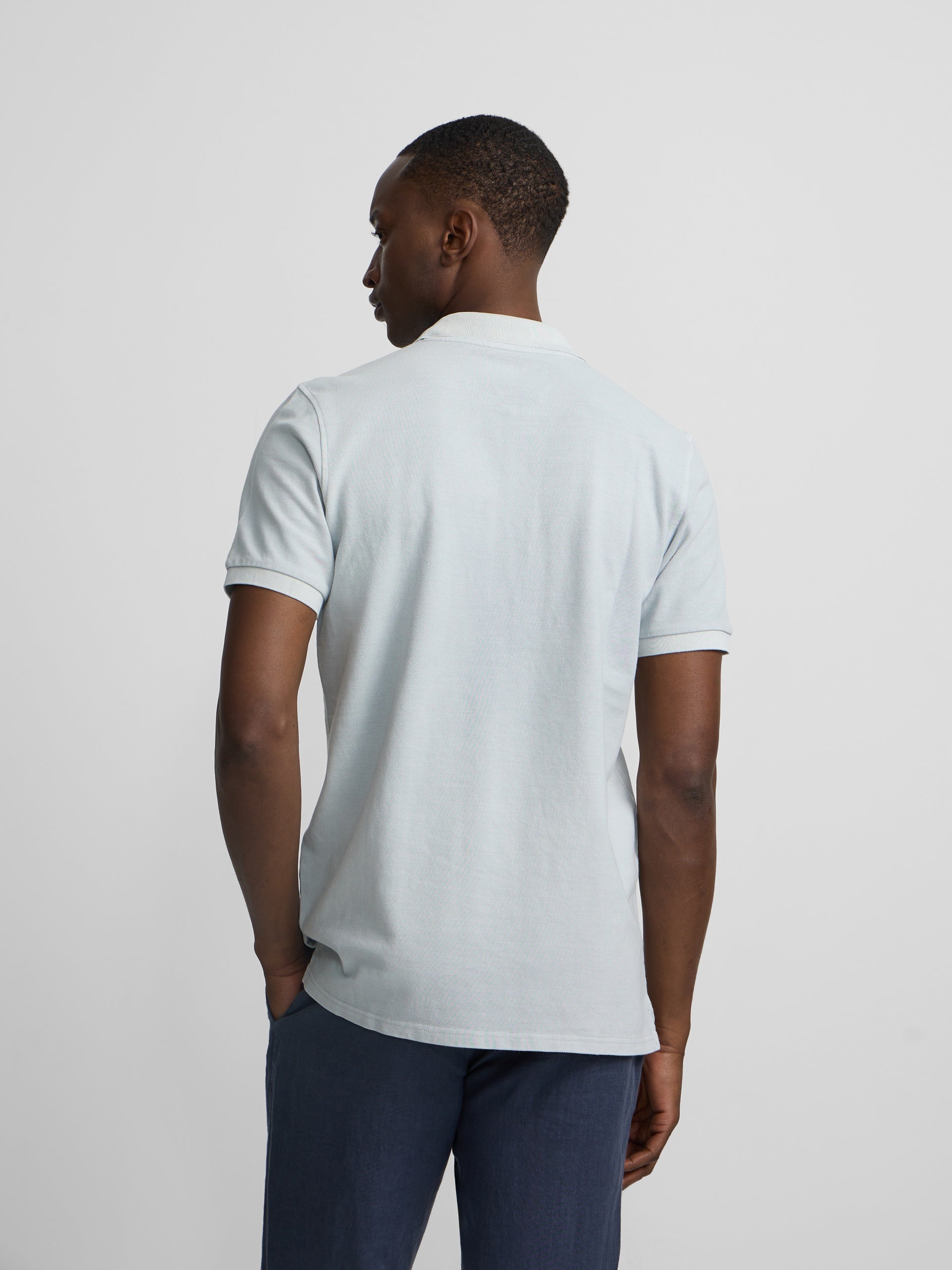 Polo classique garment dye bleu clair