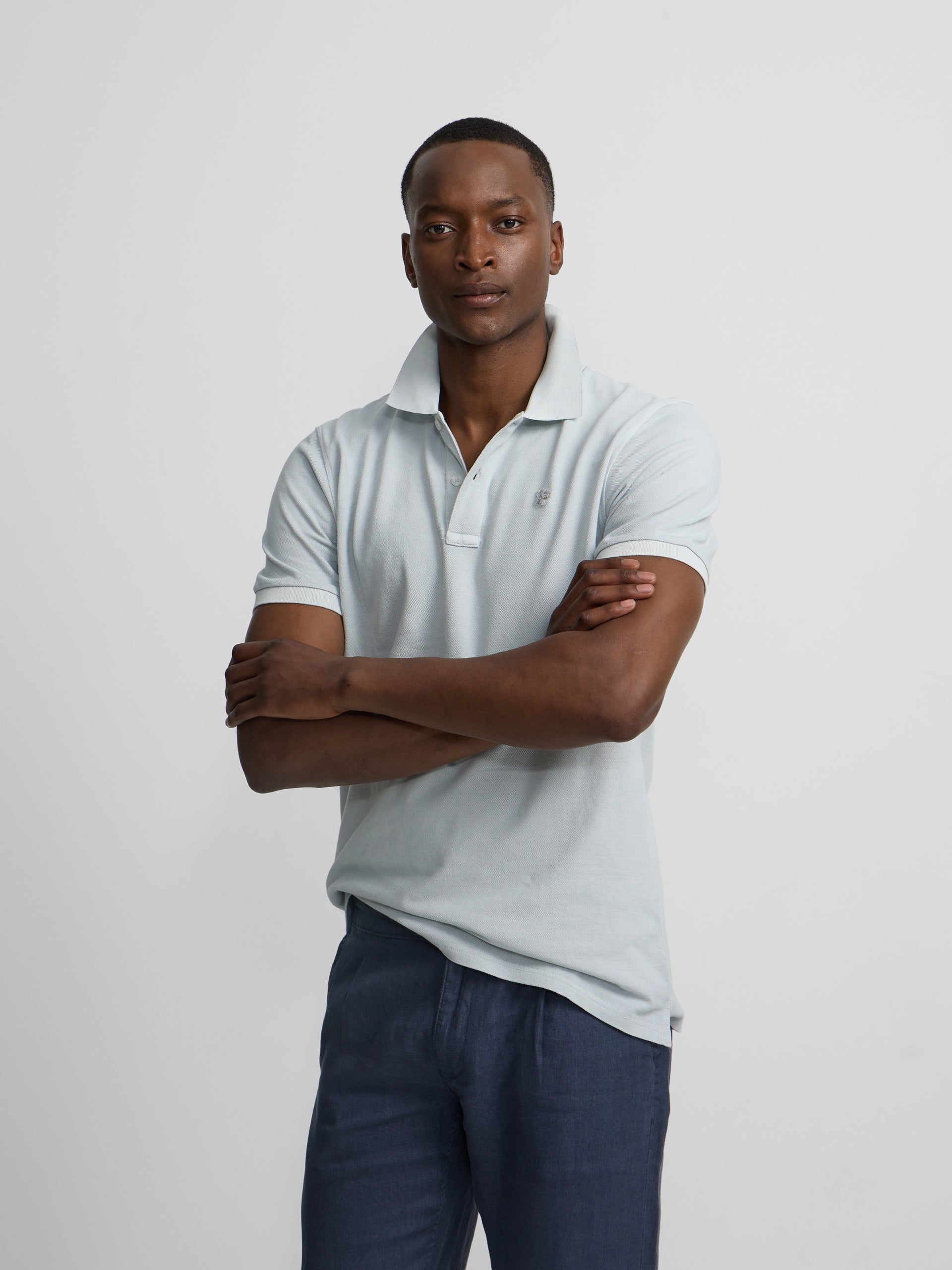 Polo classique garment dye bleu clair