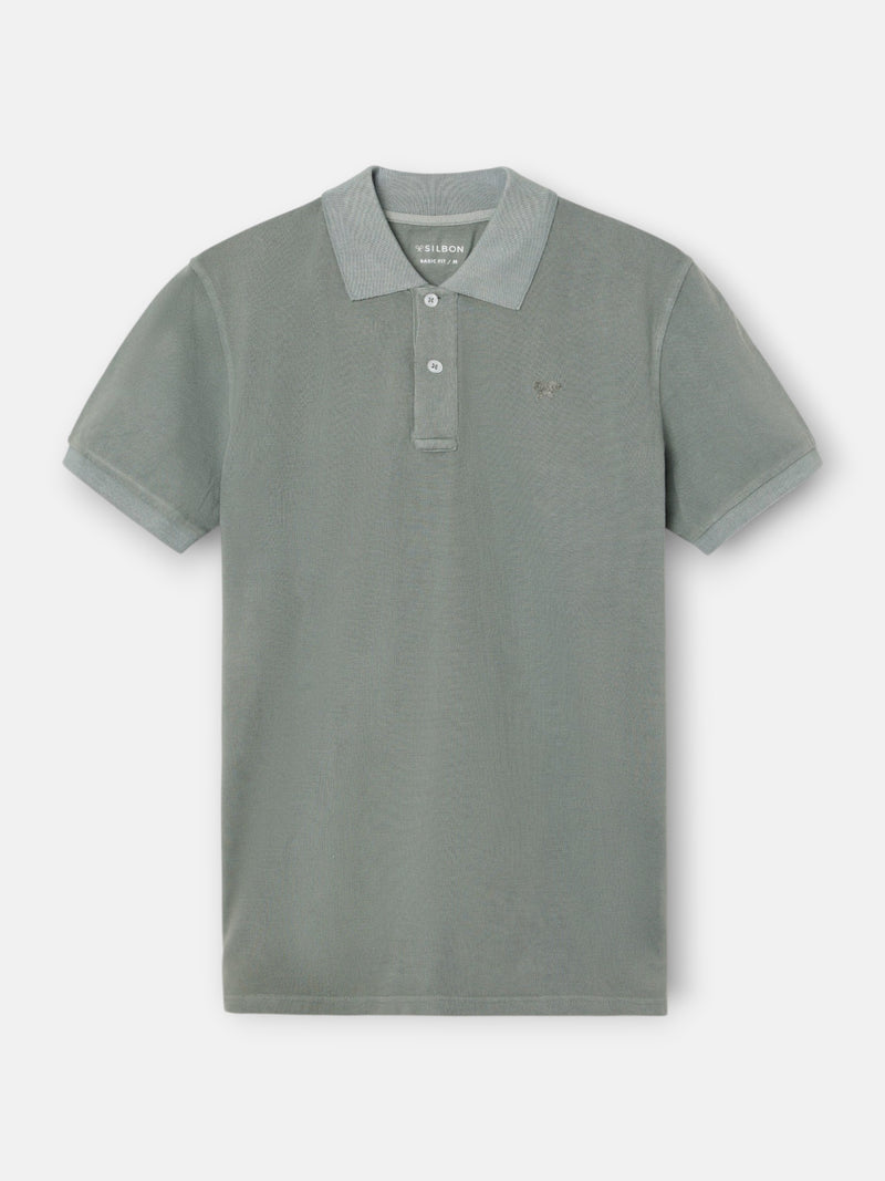 Polo clássico garment dye verde médio