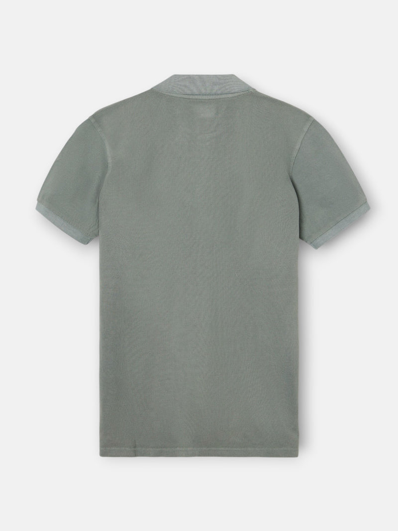 Polo clássico garment dye verde médio