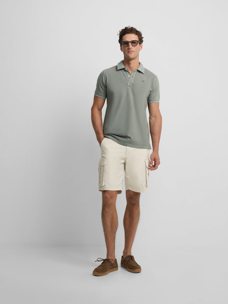 Polo clássico garment dye verde médio