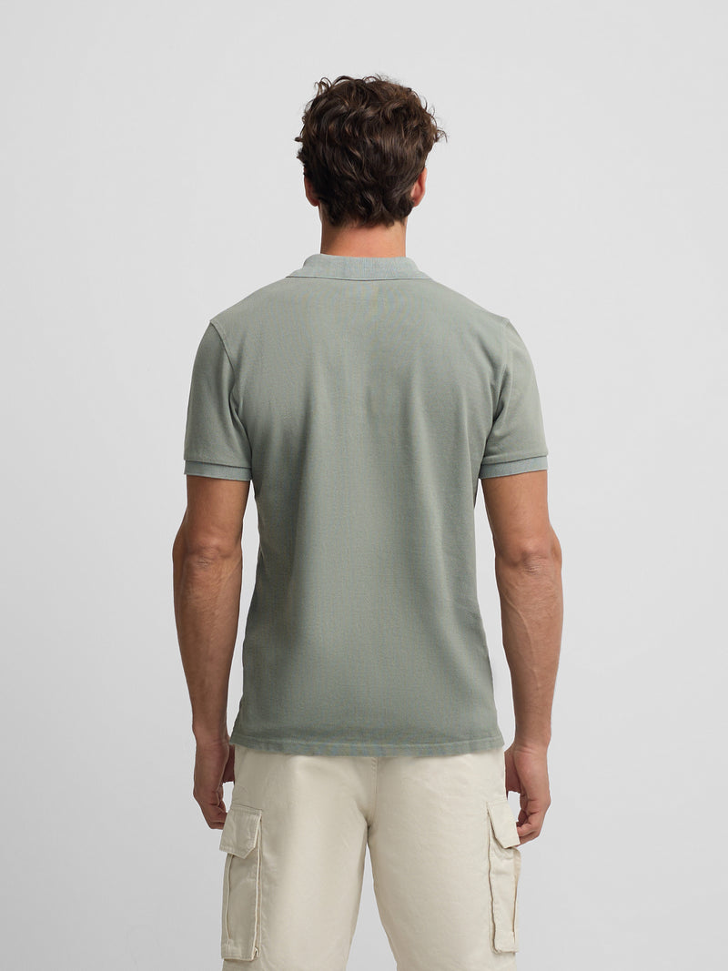 Polo clássico garment dye verde médio