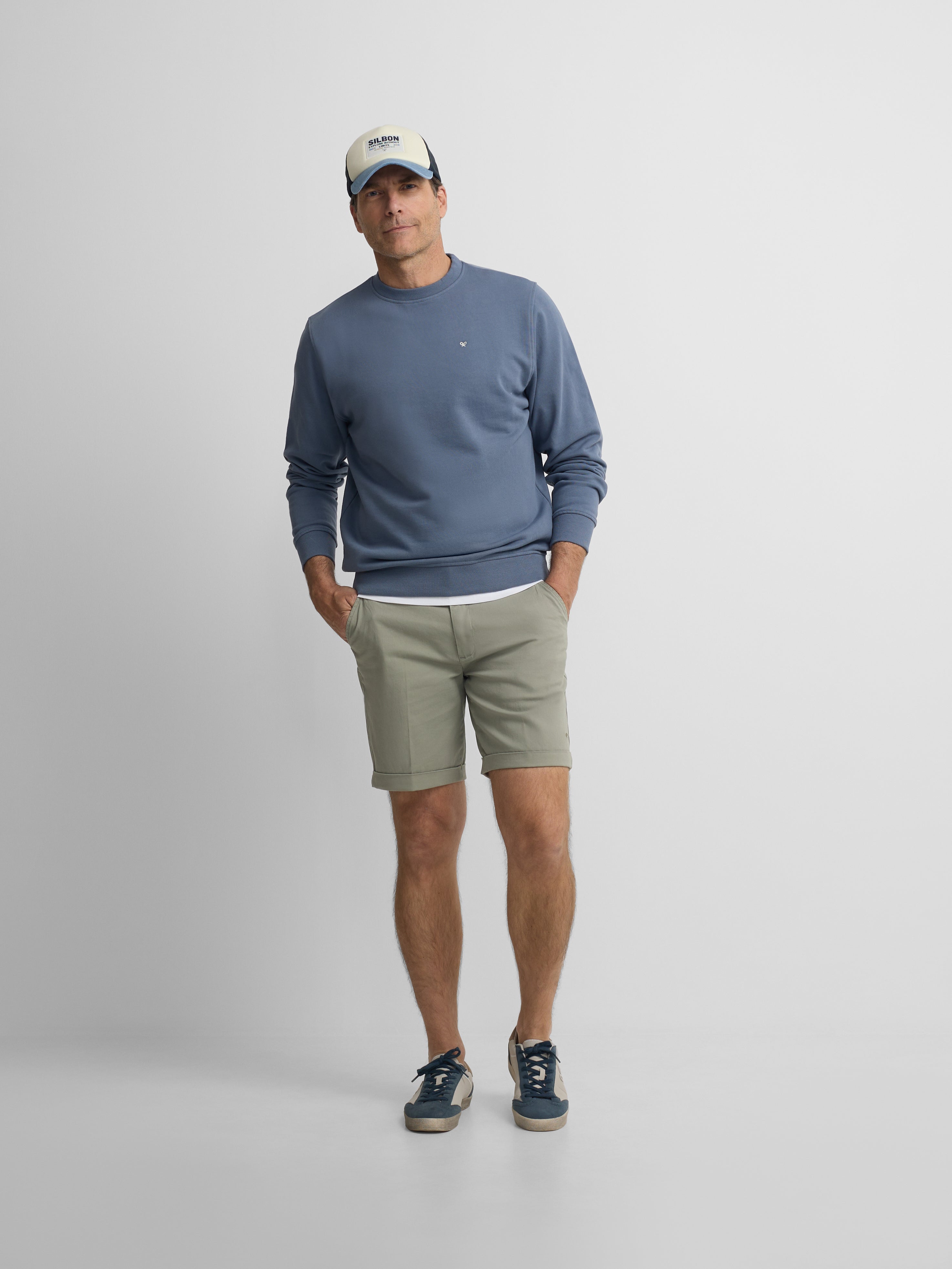 Sweat-shirt ethnique bleu indigo à motif raquette