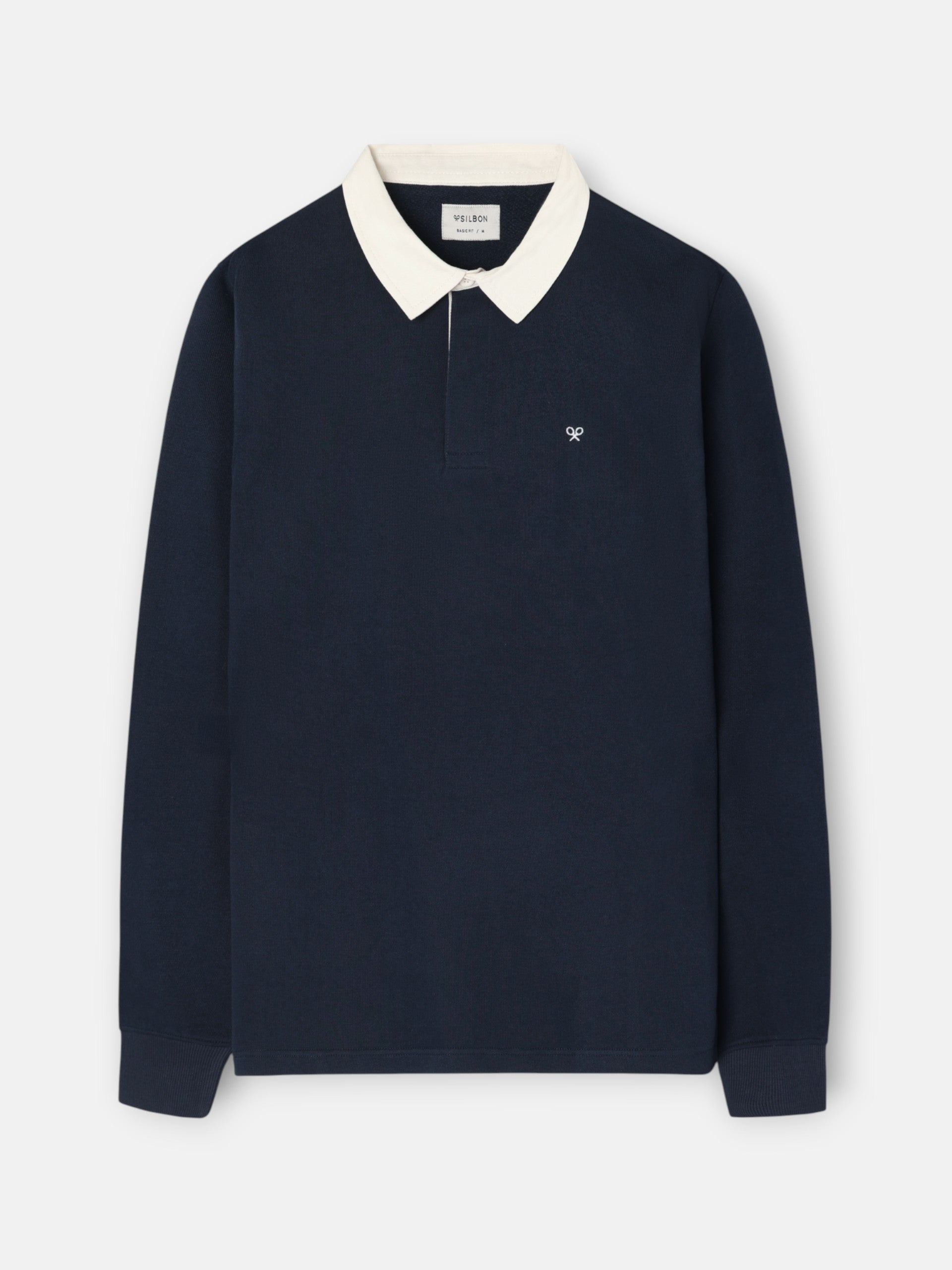 Sudadera cuello polo basica azul marino