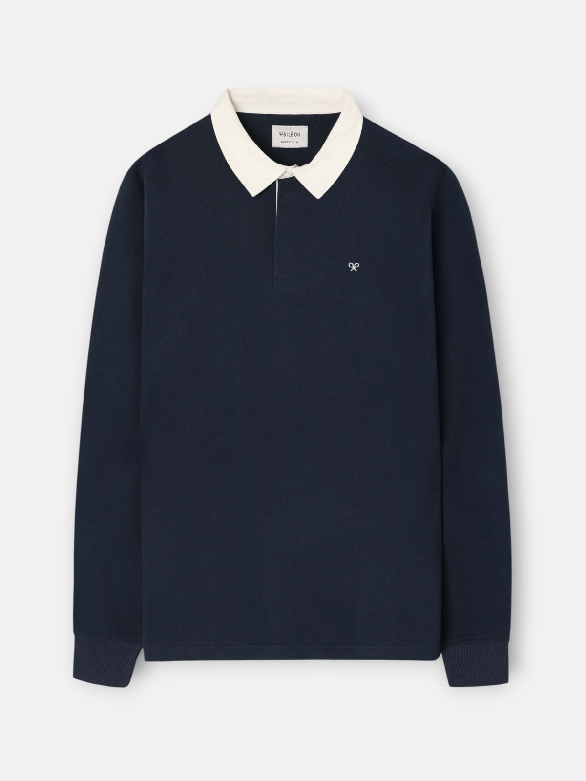 Sweat-shirt basique col polo bleu marine