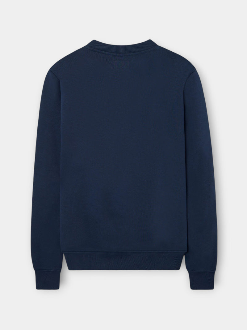 Sweatshirt com bolso bordado azul-marinho