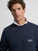 Sweat-shirt bleu marine à poche brodée