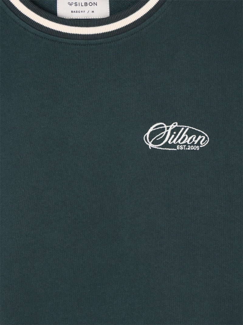 Retro dark green ribbed sweatshirt