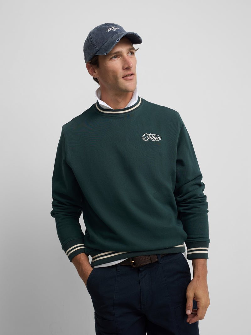 Retro dark green ribbed sweatshirt