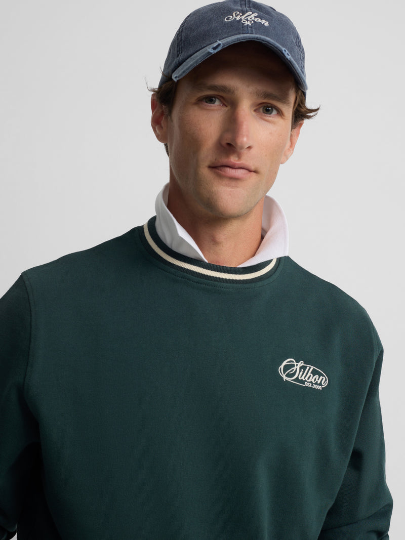 Retro dark green ribbed sweatshirt