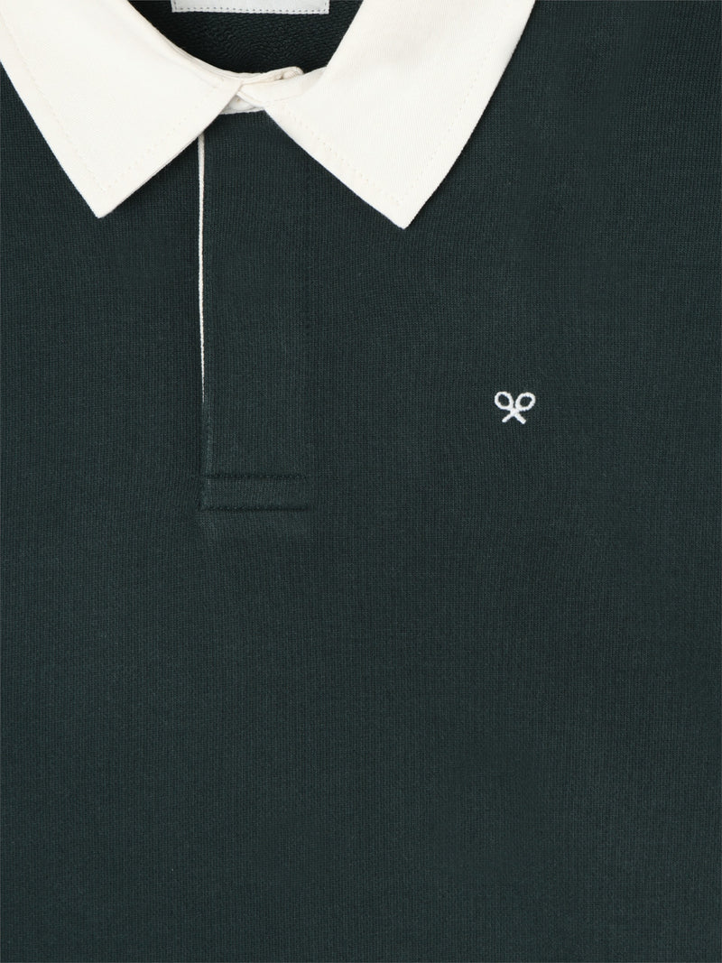 Sweatshirt básica de gola polo verde escuro