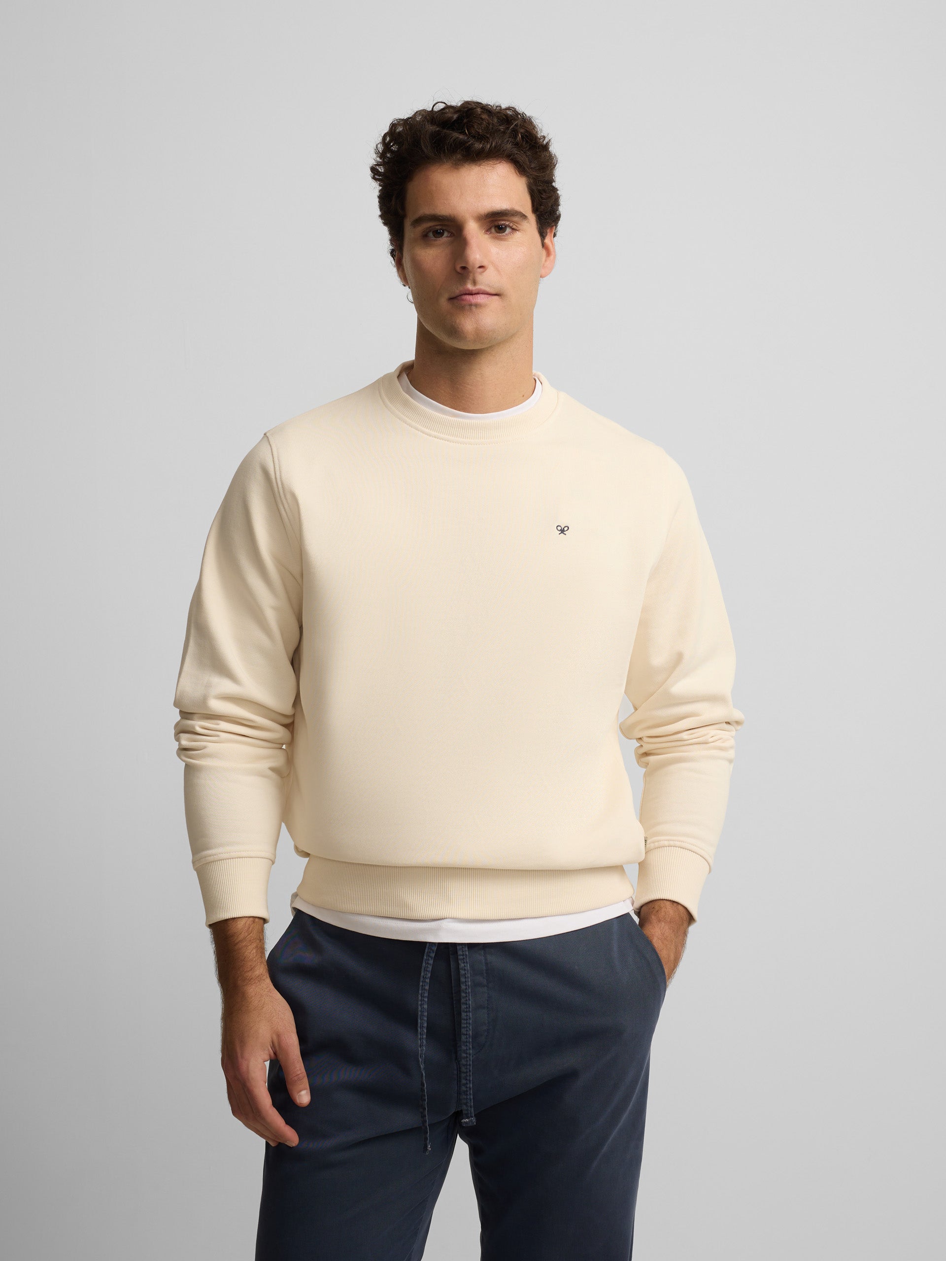 Sudadera raqueta etnica crema