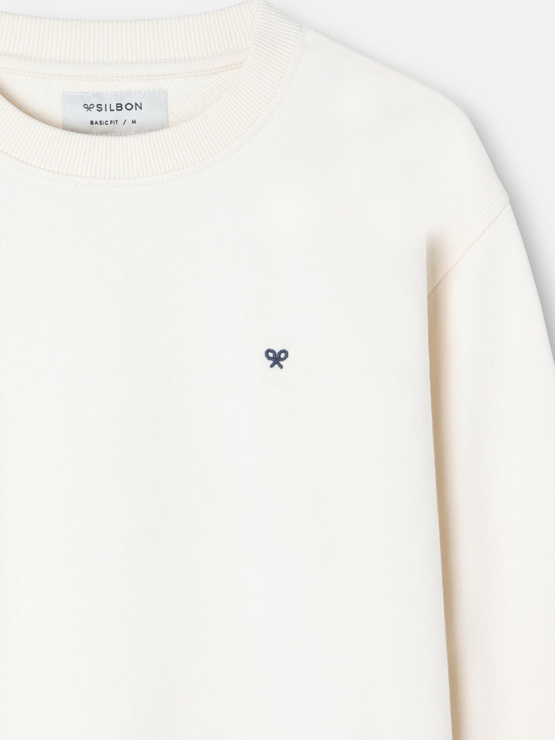 Sweat-shirt raquette ethnique crème