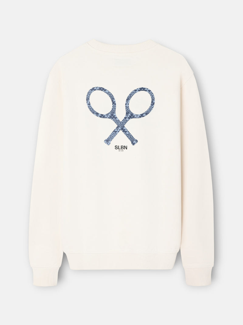 Sweat-shirt raquette ethnique crème