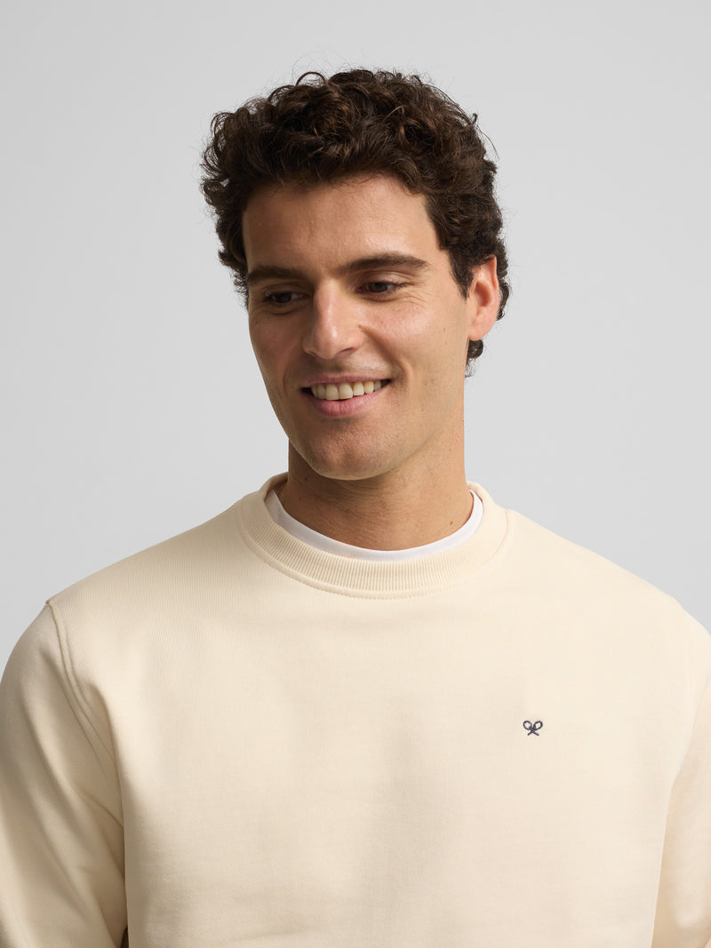 Sweat-shirt raquette ethnique crème