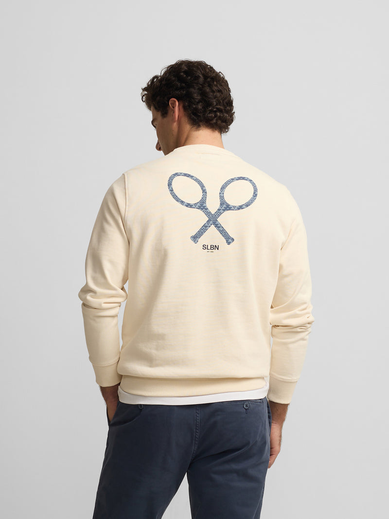 Sweat-shirt raquette ethnique crème