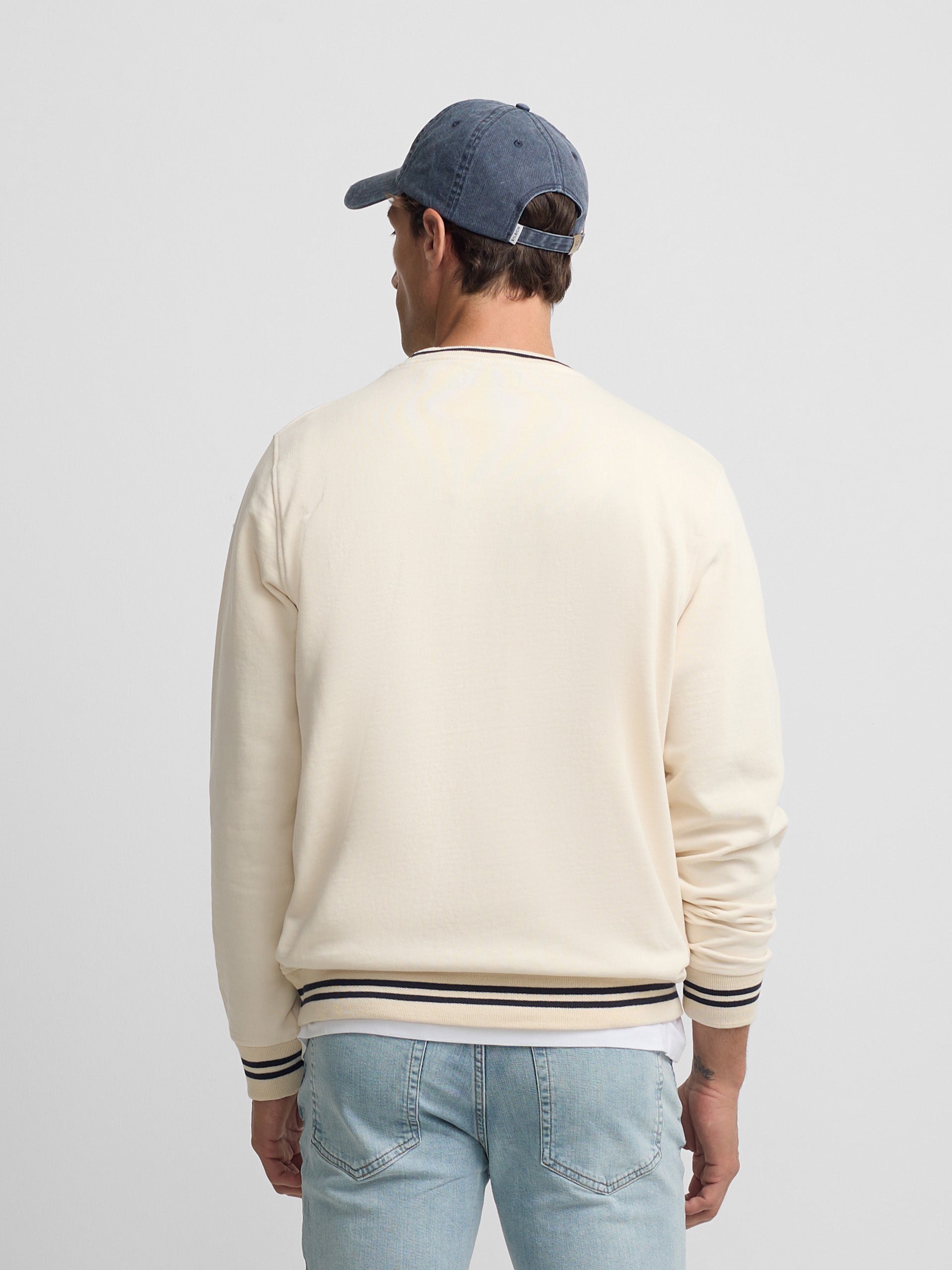 Retro cream ribbed sweatshirt