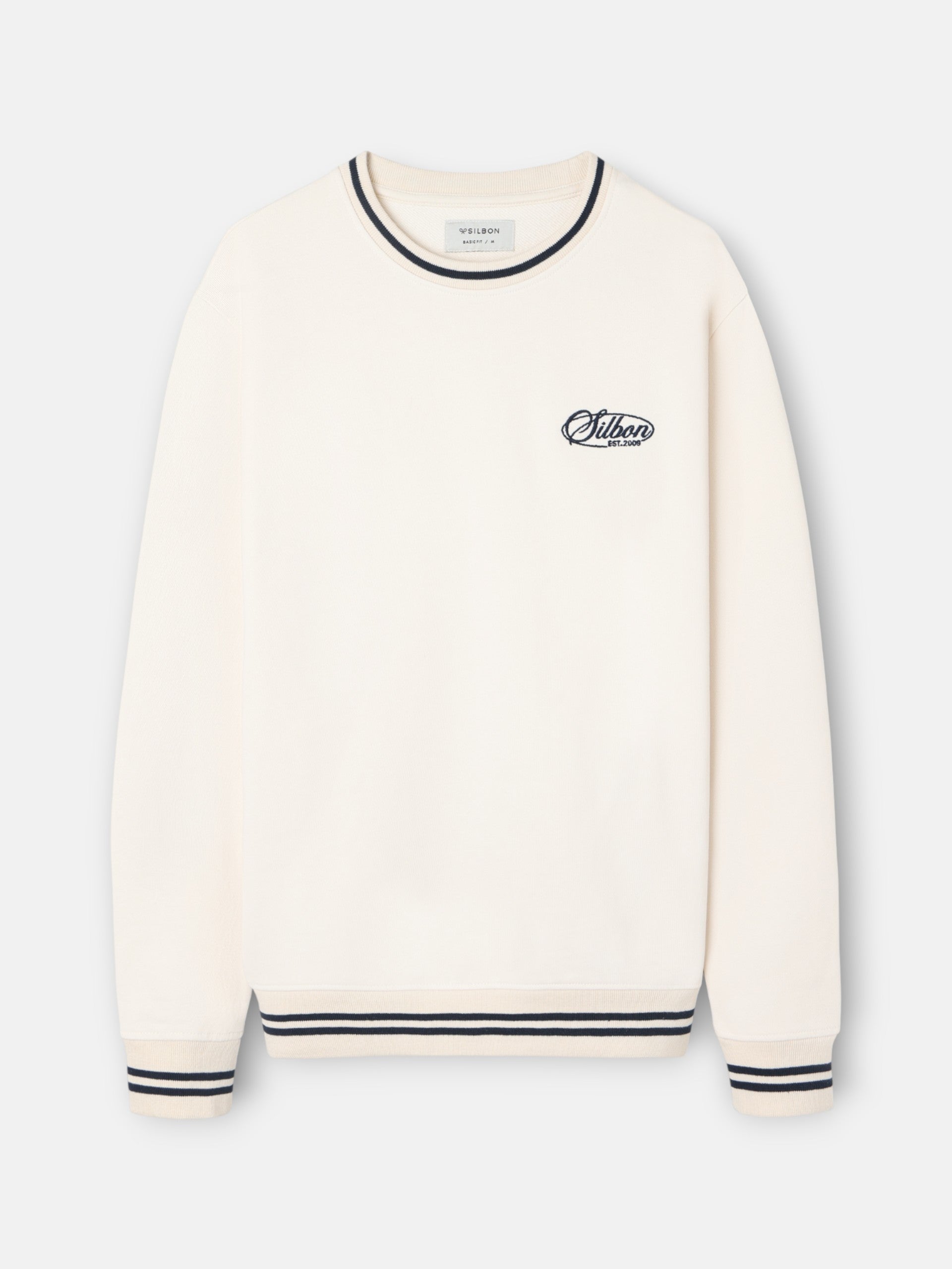 Retro cream ribbed sweatshirt