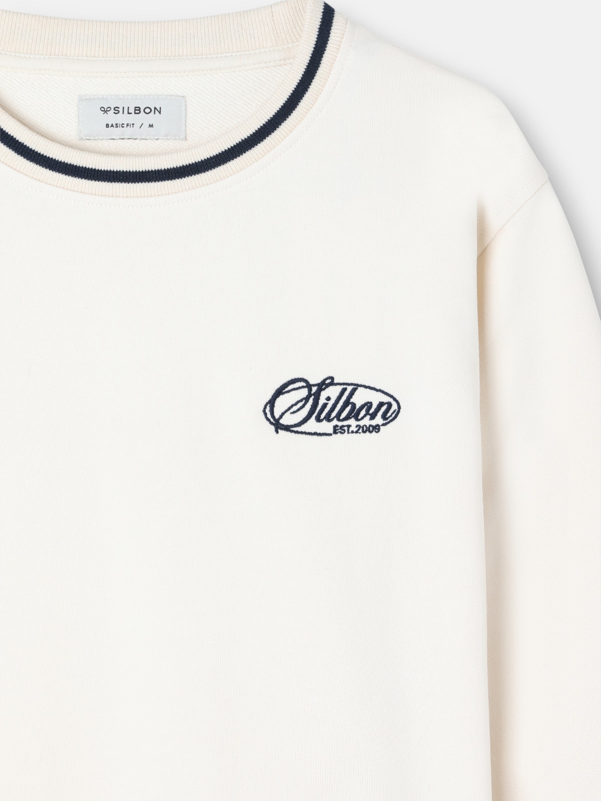 Retro cream ribbed sweatshirt
