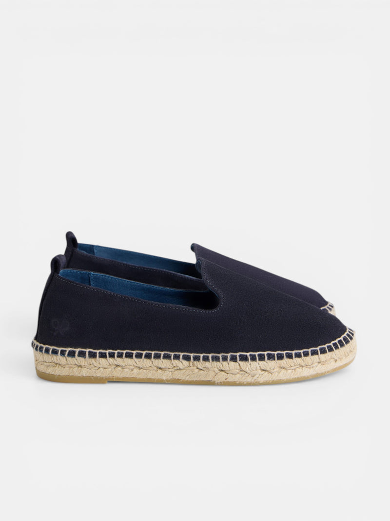 Navy blue suede unique espadrille