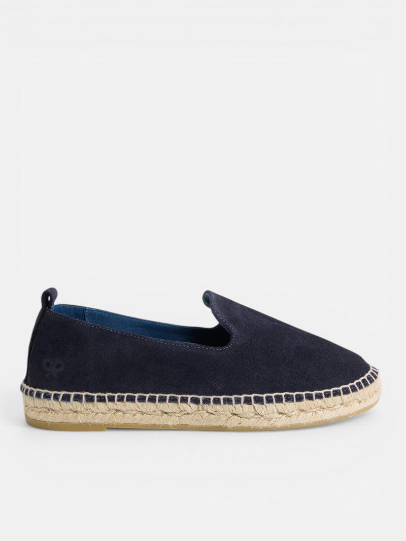 Navy blue suede unique espadrille