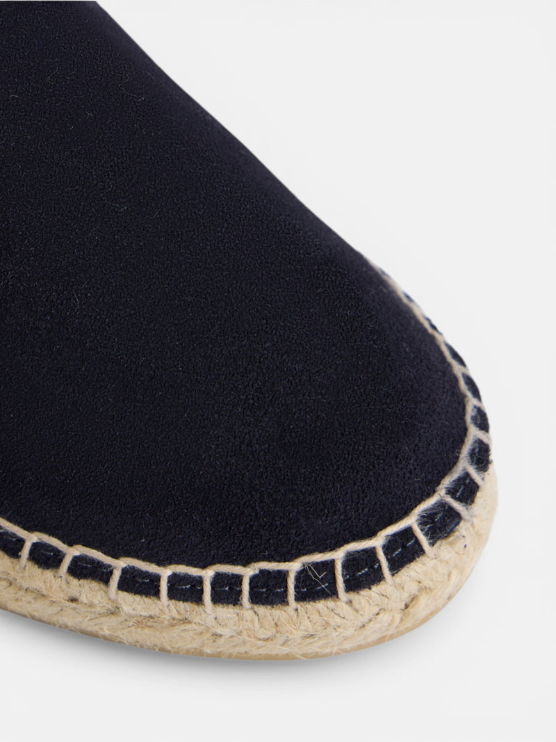Navy blue suede unique espadrille
