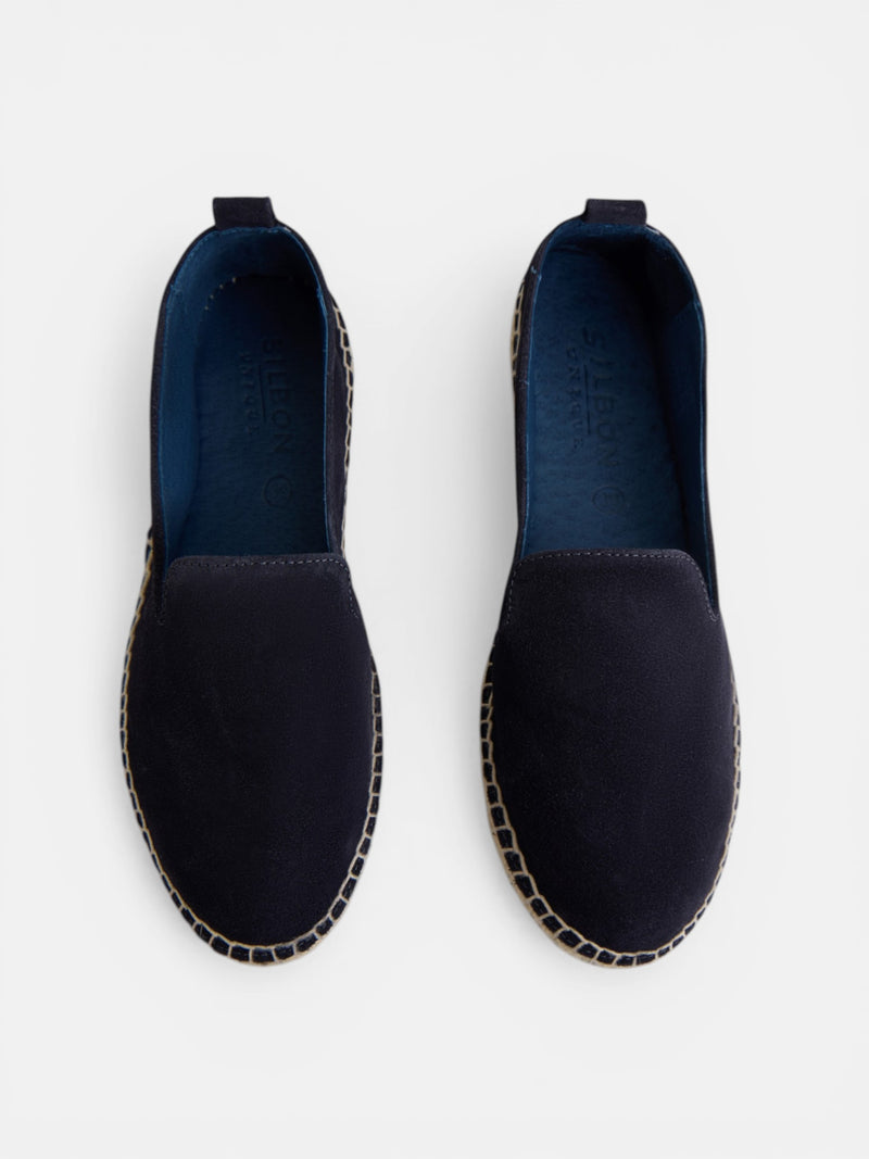 Navy blue suede unique espadrille