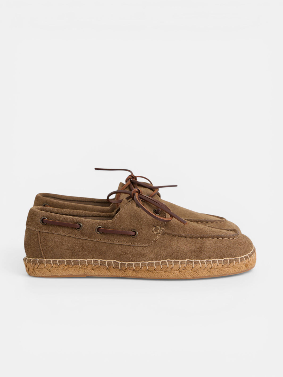 Espadrille couverte nautique en cuir beige