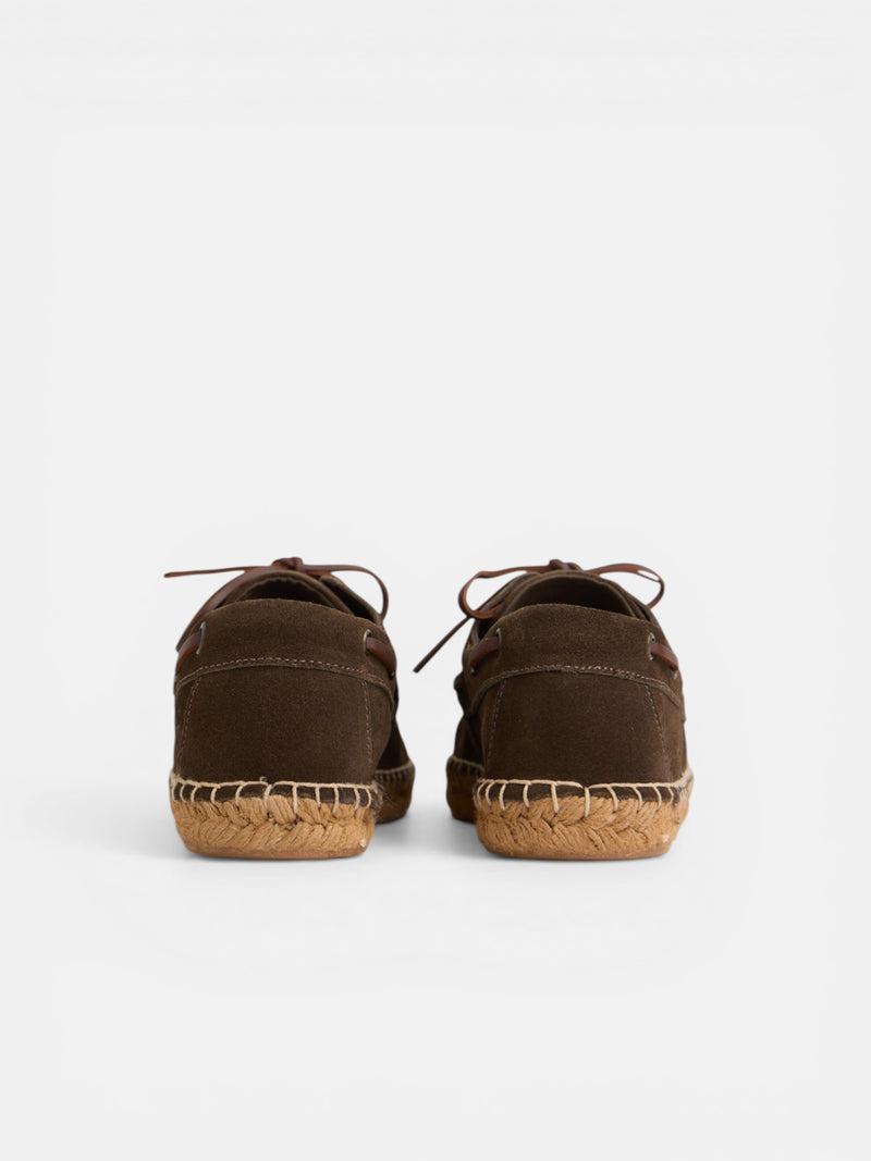 Espadrille couverte nautique en cuir marron