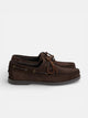 Dark brown suede boat shoe