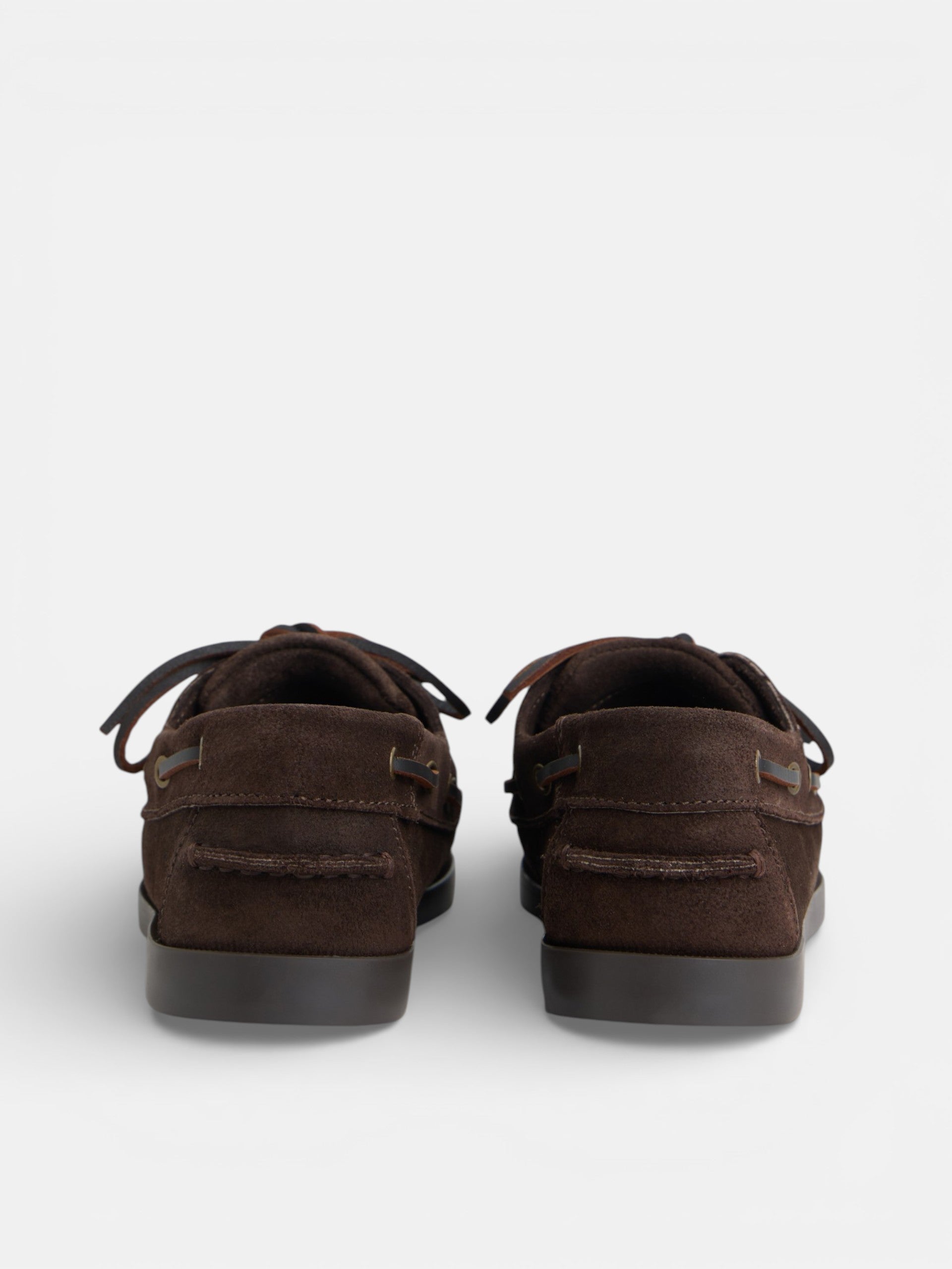 Dark brown suede boat shoe